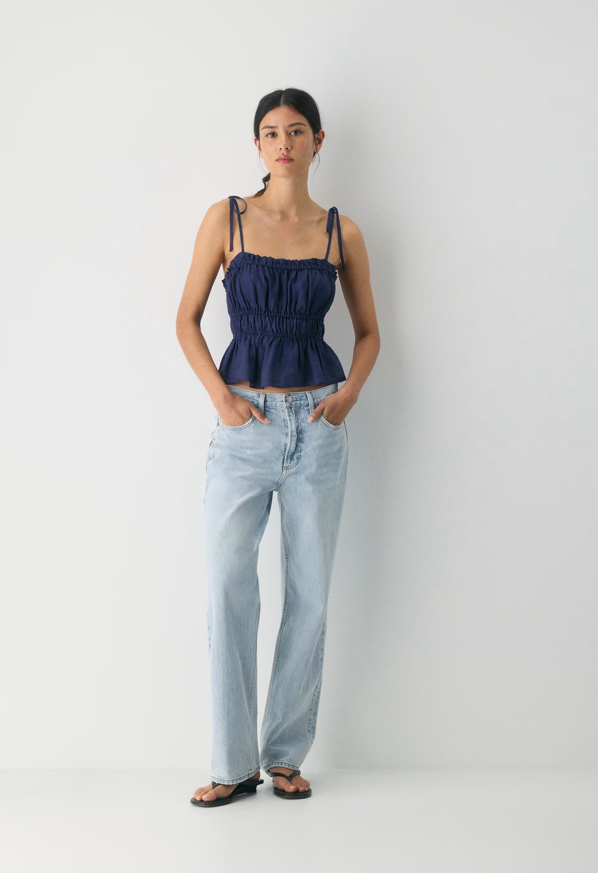 Regency Linen Camisole - HARBOUR NAVY