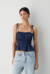 Regency Linen Camisole - HARBOUR NAVY