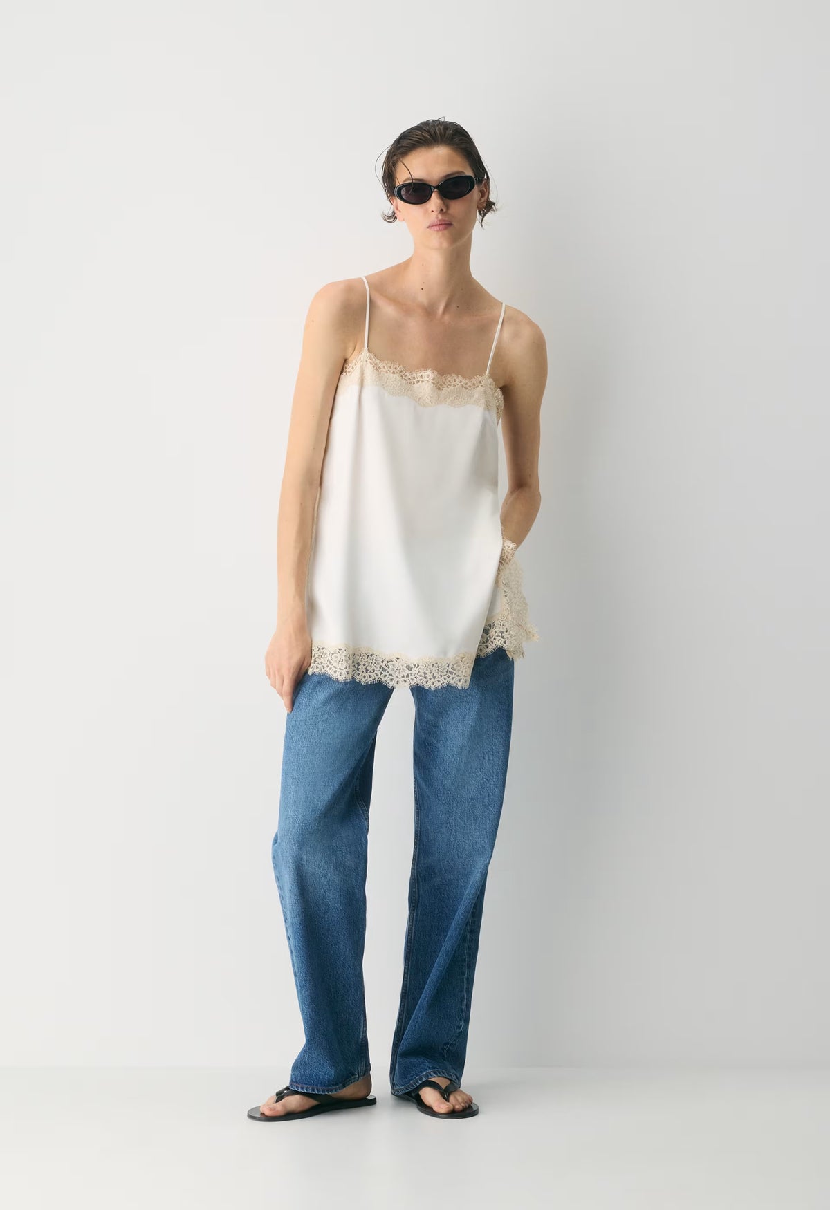 Serif Satin Camisole - LT BR/SPKLG CHMPGN