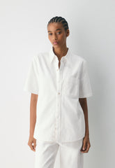 Denim Forum The '90s Vintage Shortsleeve Denim Shirt - A LITTLE WHITE LIE
