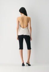 Audience Satin Halter Top - MATTE PEARL