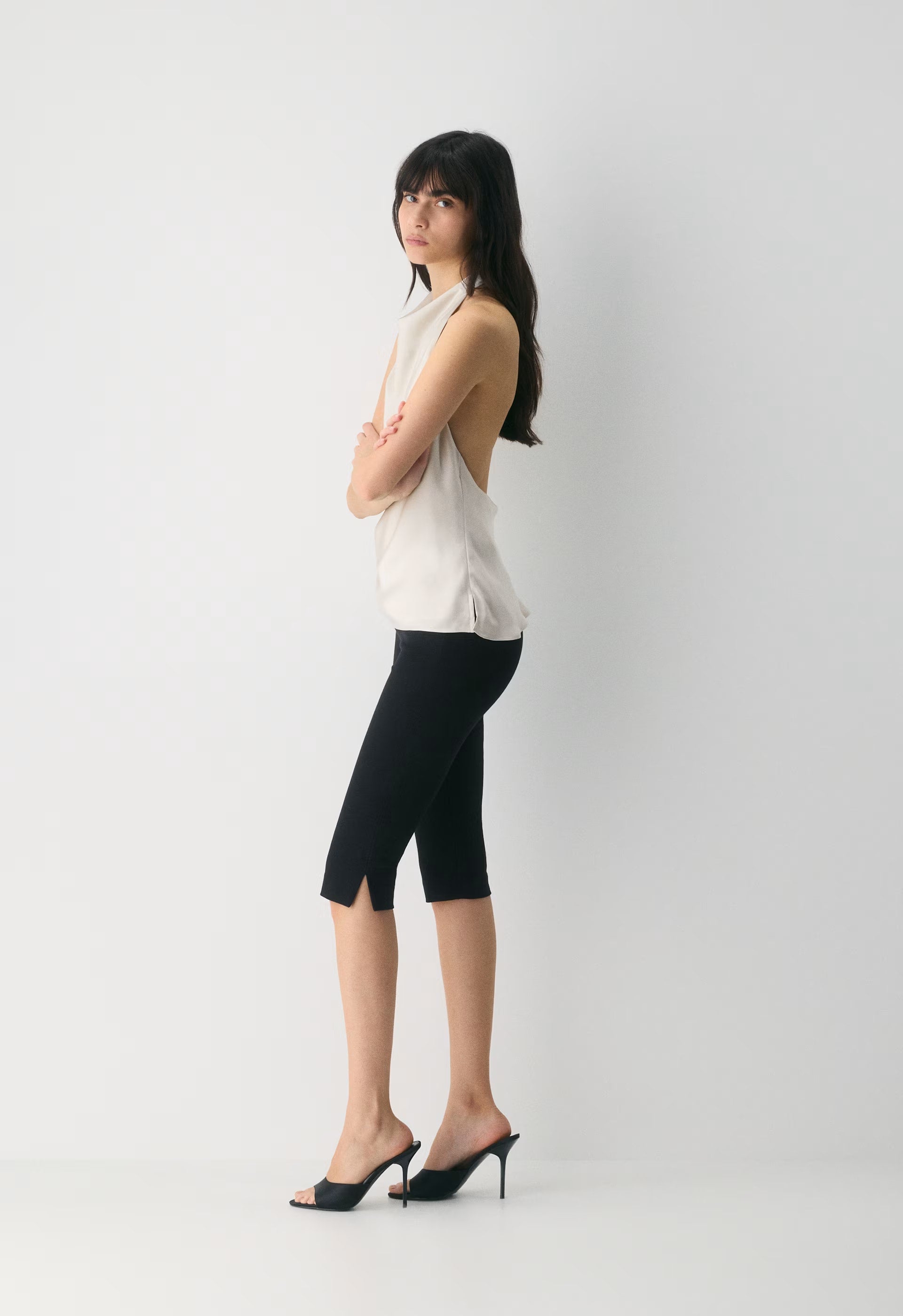 Audience Satin Halter Top - MATTE PEARL