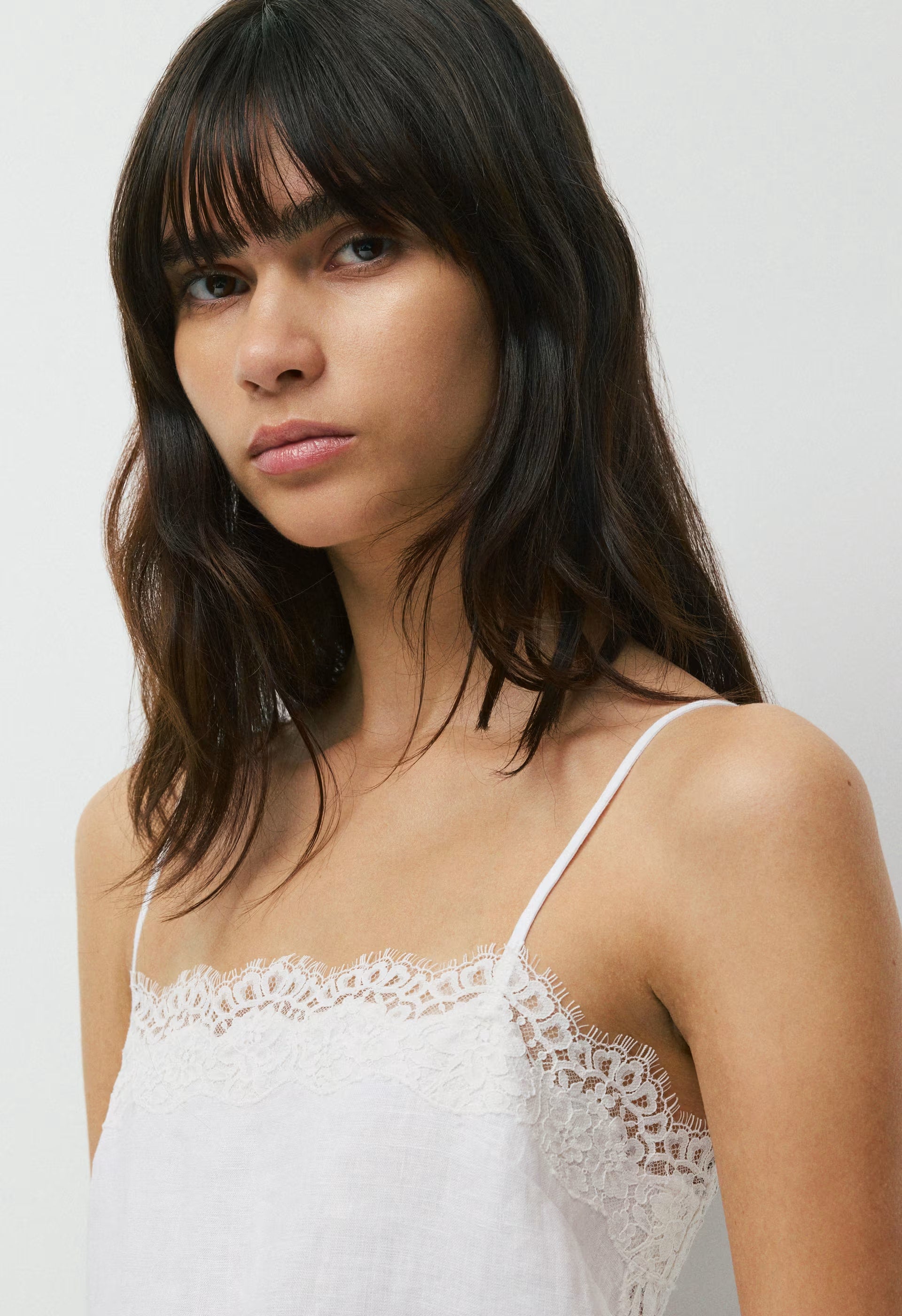 Serif Linen Camisole - WHITE/LIGHT BIRCH