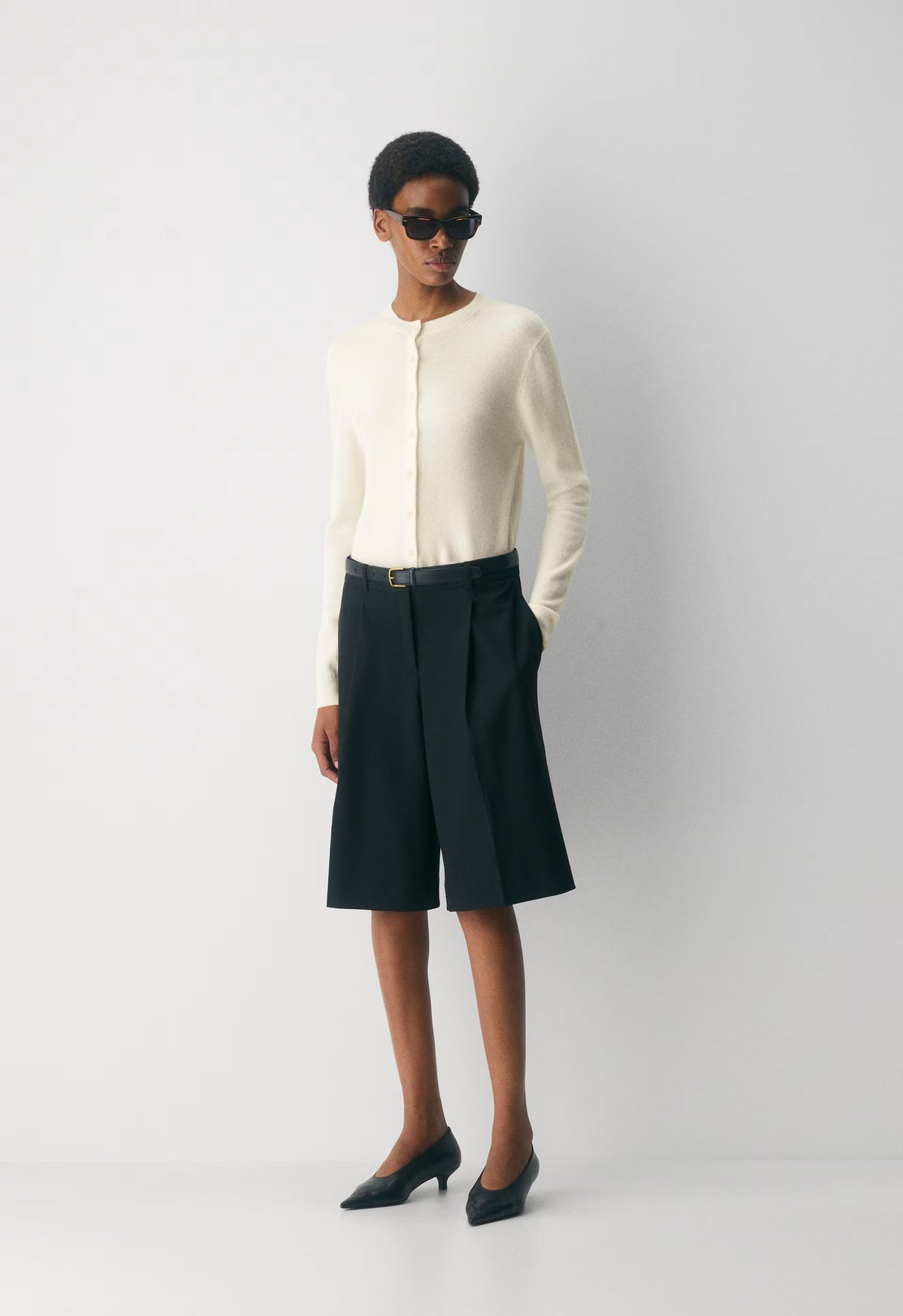 Bare Cashmere Noteworthy Cardigan - LIGHT BIRCH