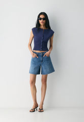 Golightly Sleeveless Cardigan - Wonder Yarn - HARBOUR NAVY