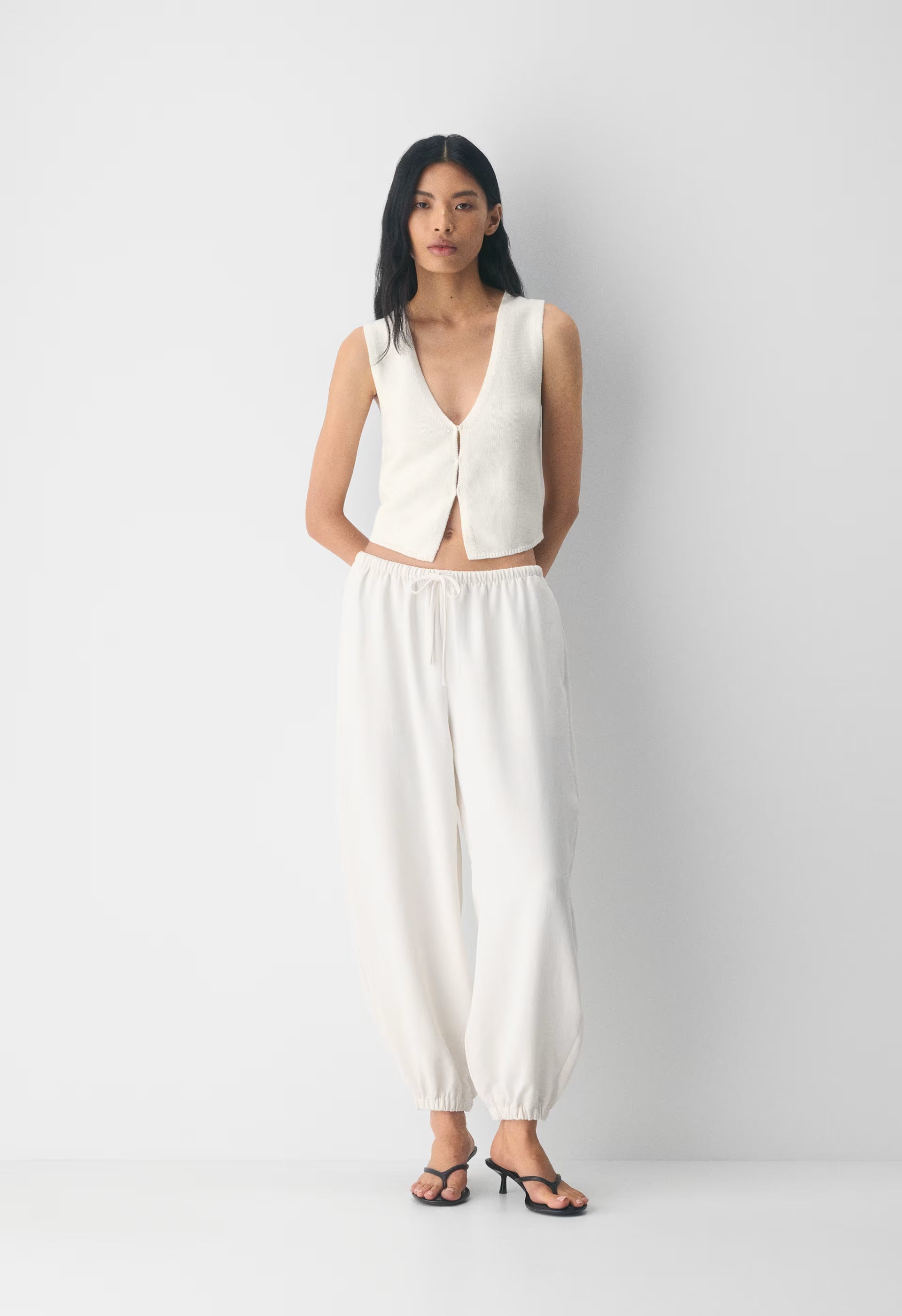 Cotton Charm™ Basque Sweater Vest - LIGHT BIRCH