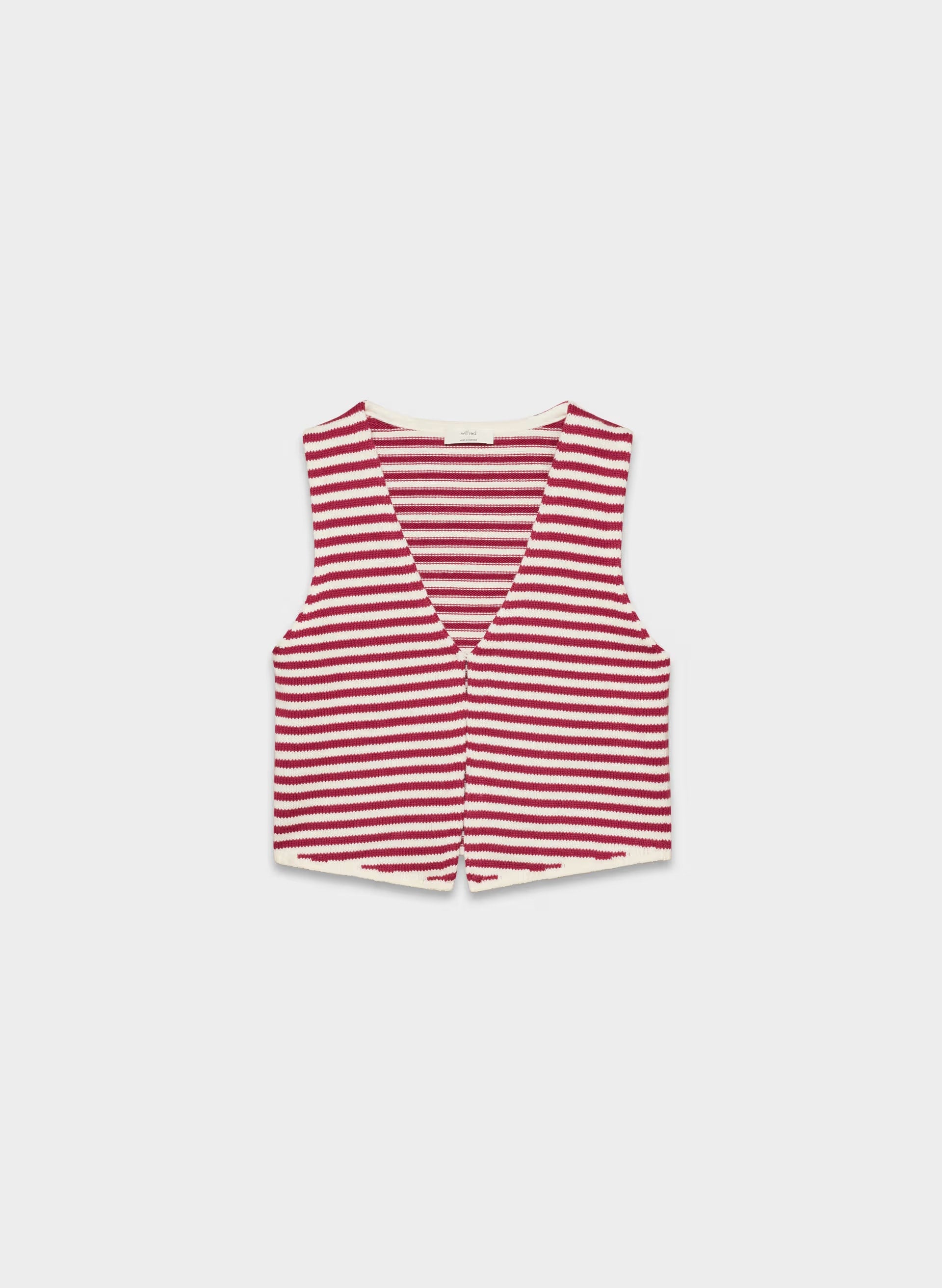 Cotton Charm™ Basque Sweater Vest - LIGHT BIRCH/JUICY ROSE