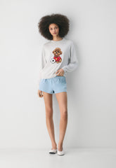 Cotton Charm™ Prep Icon Sweater - HTHR CLD WT/FLSHNG RD