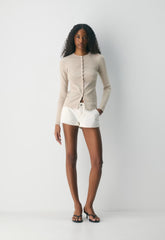 Shelly Cardigan - Wonder Yarn - HEATHER ECRU
