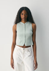 Croquet Sweater Vest - Wonder Yarn - AGAVE GREEN