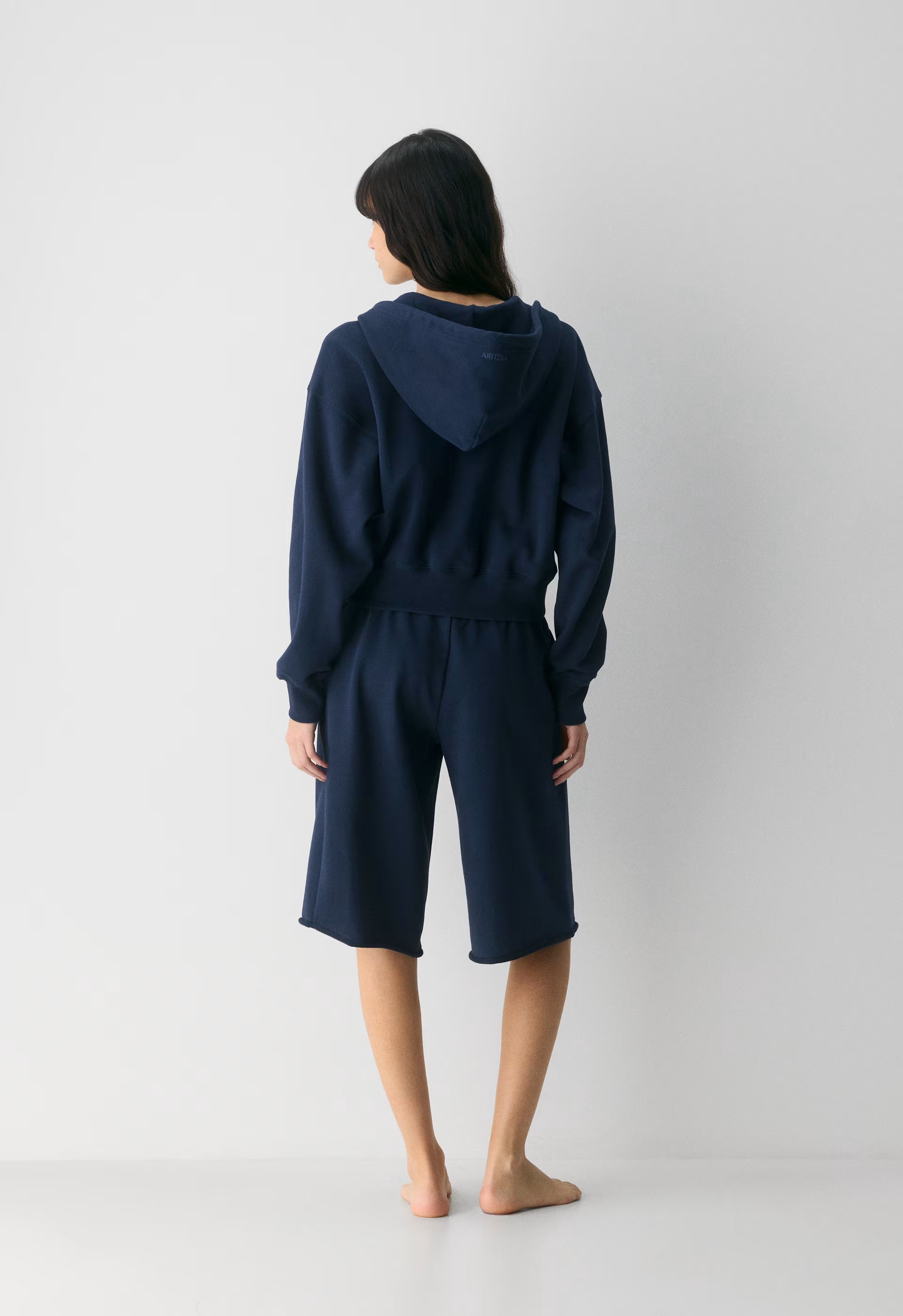 Terry Sweatfleece Boyfriend Boxy Zip Hoodie - ADMIRAL