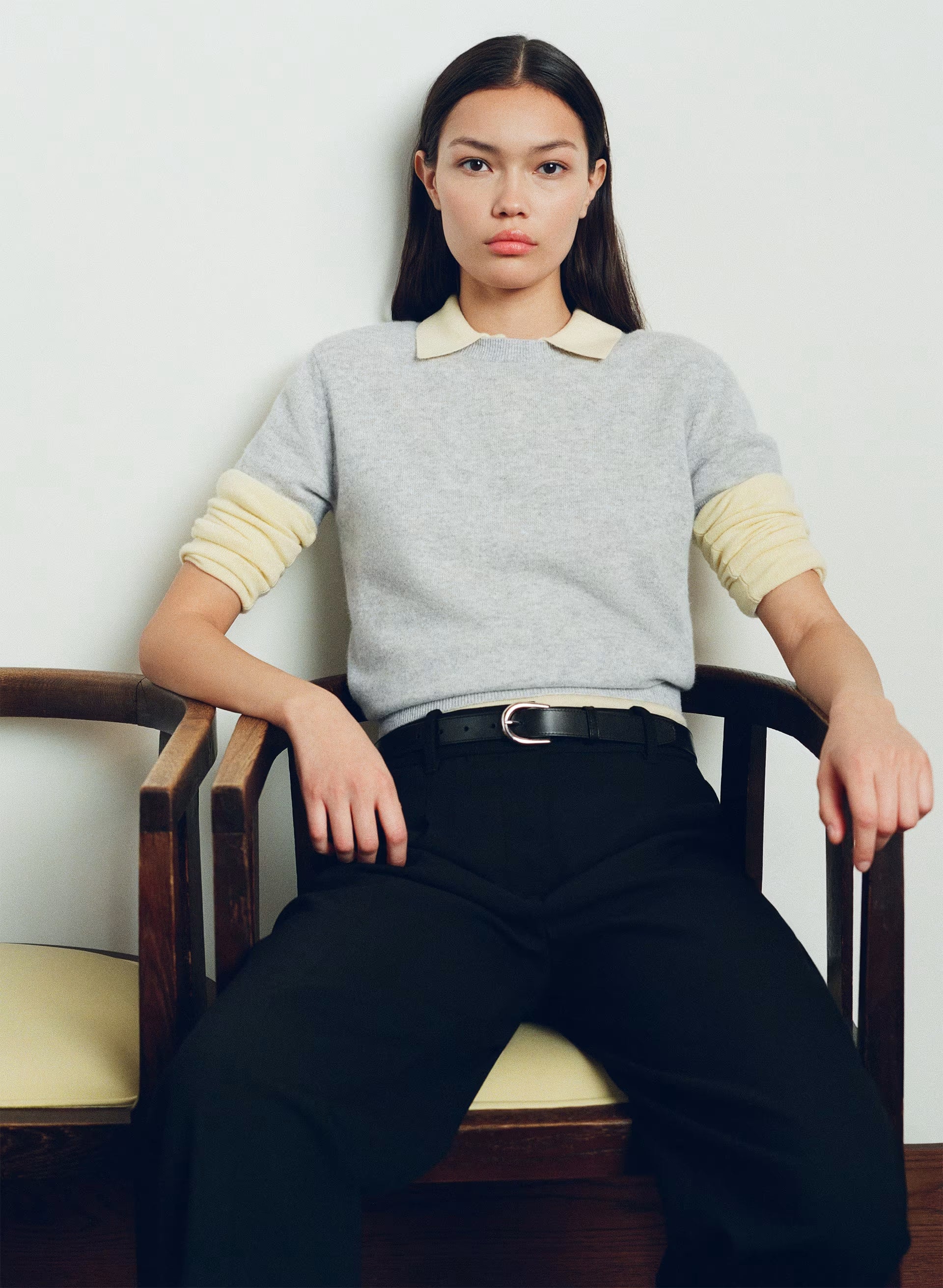 Bare Cashmere Bloor Shortsleeve Sweater - HEATHER CHROME