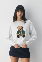 Cotton Charm™ Prep Icon Sweater - H CLD WHT/ TEDDY BEAR