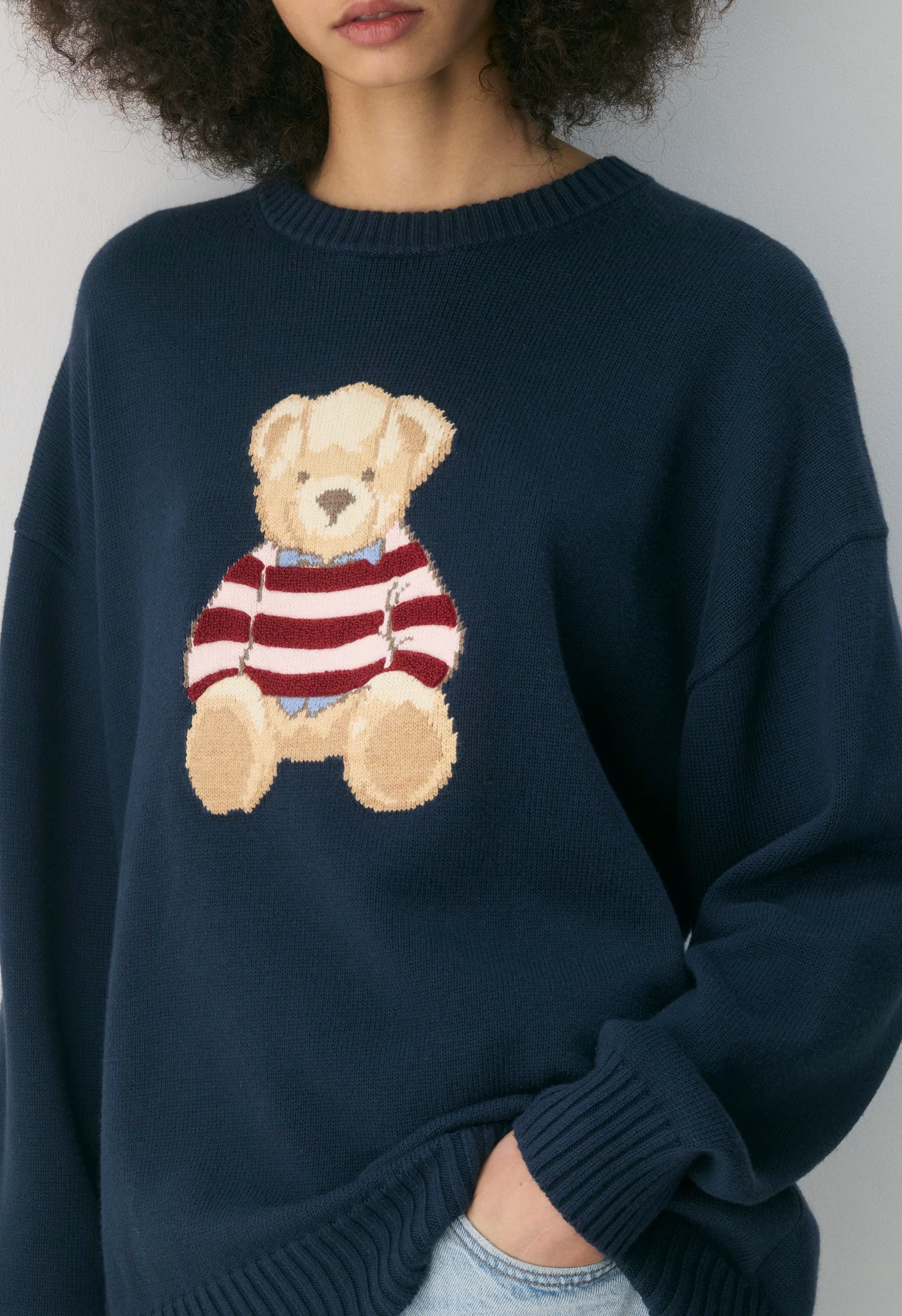 Cotton Charm™ Peggy Icon Sweater - ADMIRAL/ TEDDY BEAR