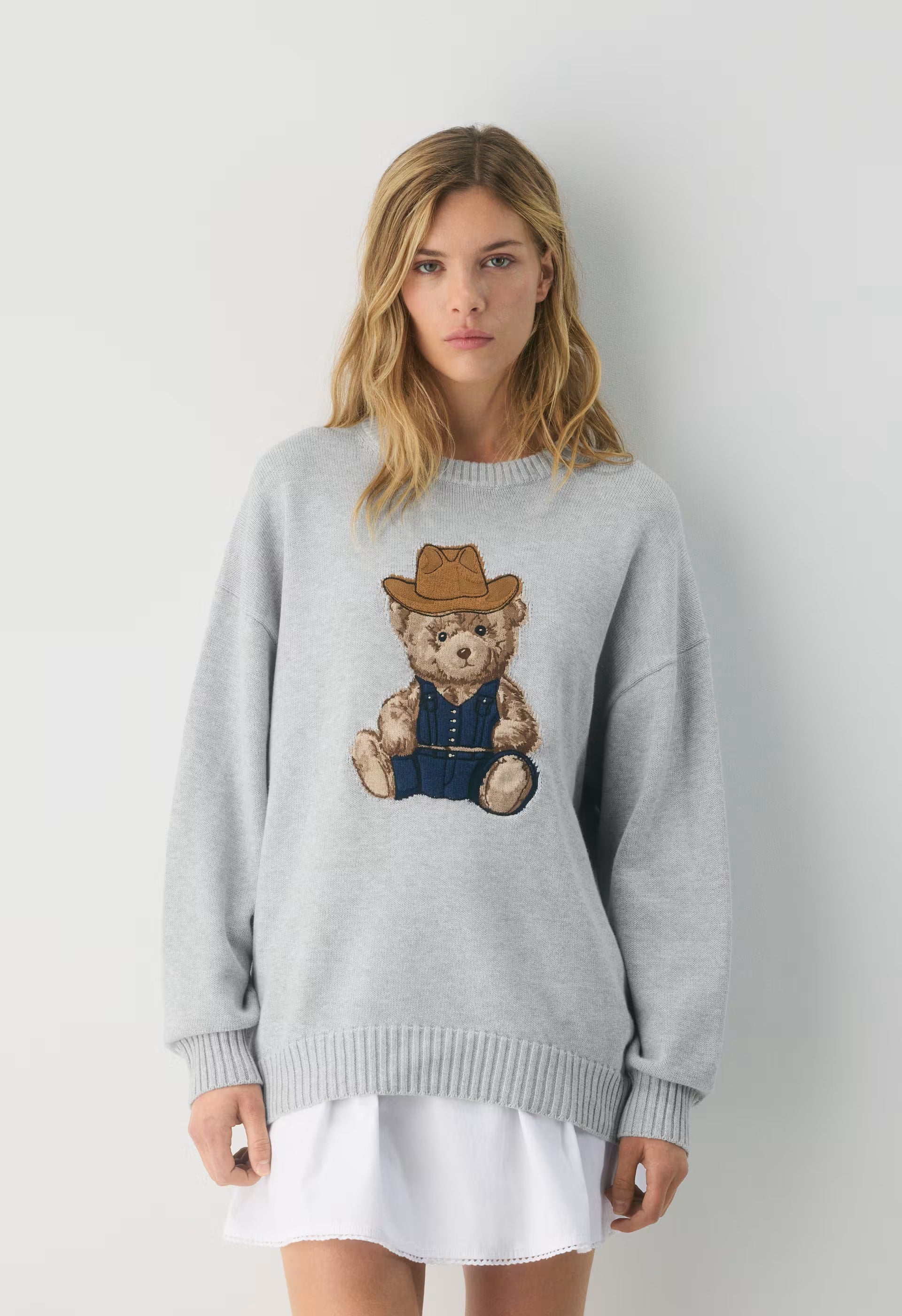 Cotton Charm™ Peggy Icon Sweater - HTHR CHRM /BEAR