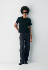 Denim Forum The '90s Marlo Hi-Rise Baggy Jean - BLACK EYELINER