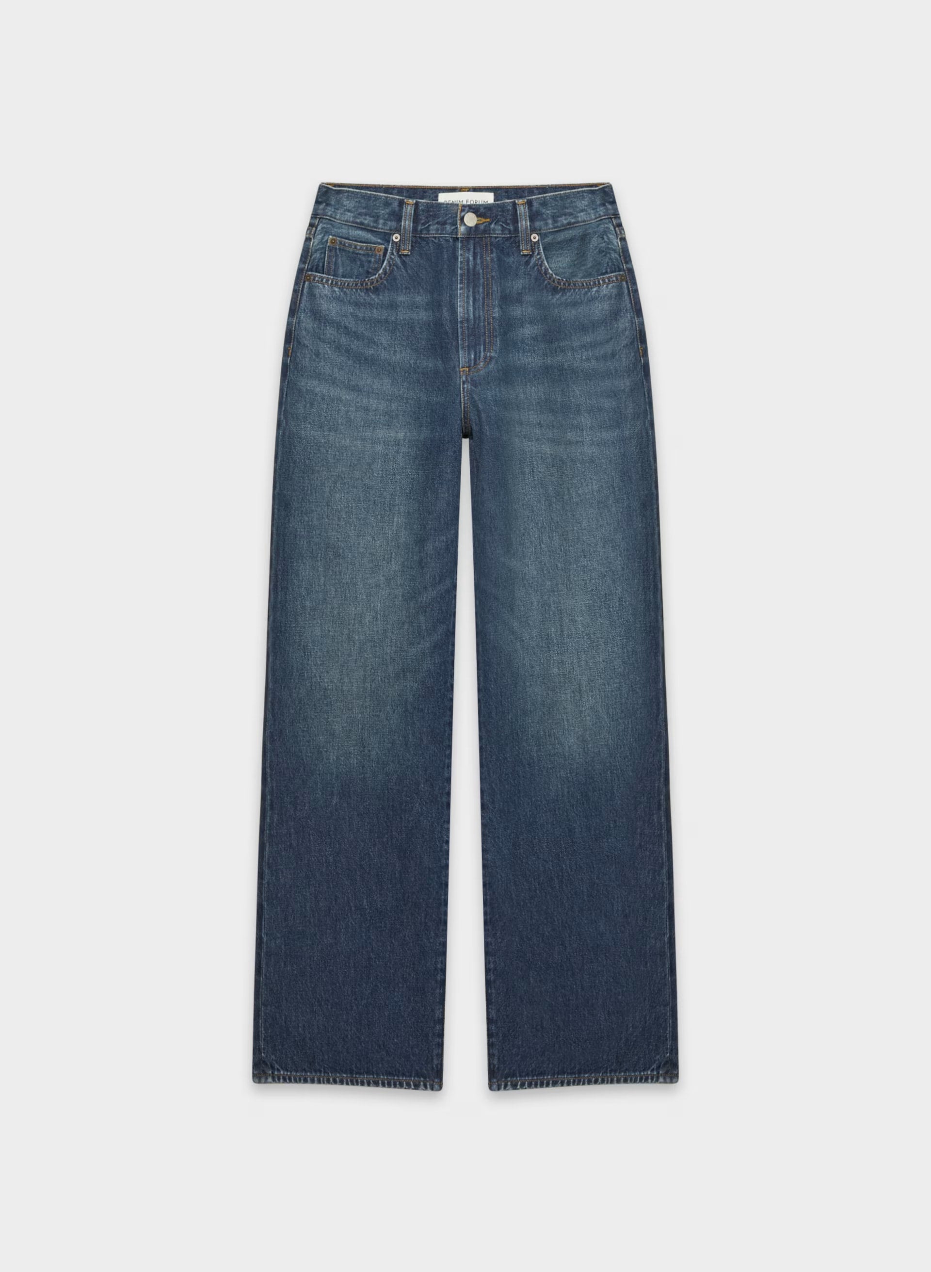Denim Forum The Farrah Hi-Rise Wide Jean - BE ABOUT DARK BLEU