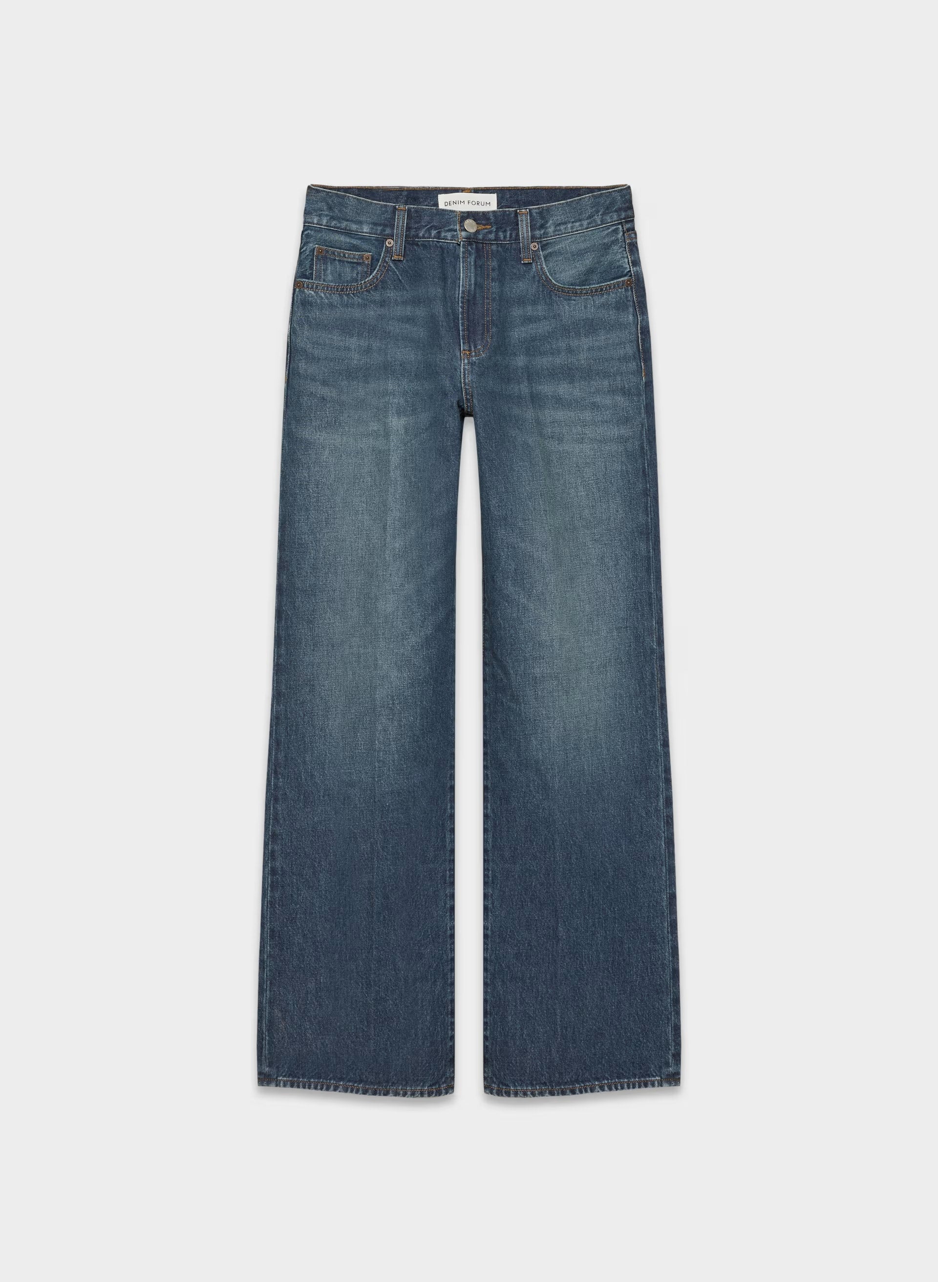 Denim Forum The Farrah Lo-Rise Wide Jean - BE ABOUT DARK BLEU