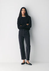 Denim Forum The Arlo Hi-Rise Straight Jean - BLACK EYELINER