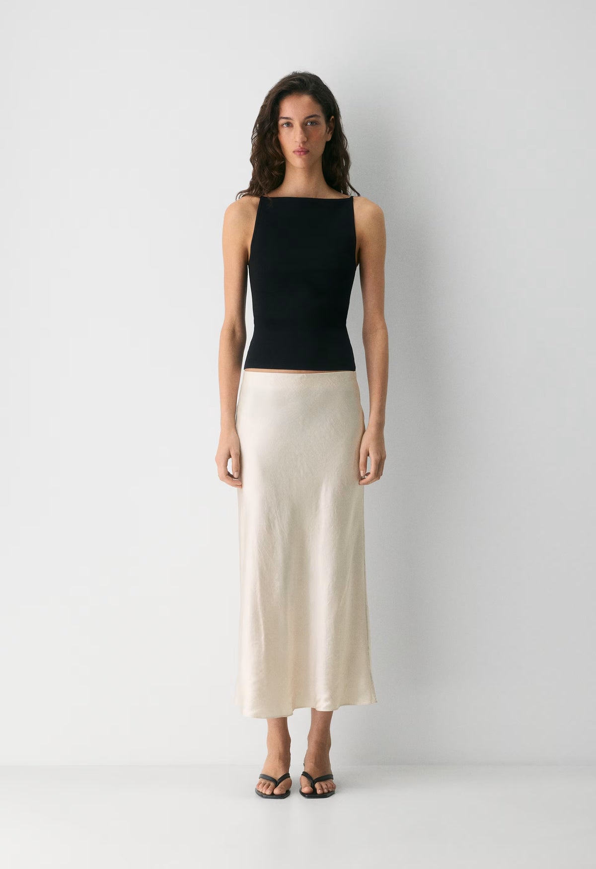 Slip Satin Maxi Skirt - METROPOLIS BEIGE