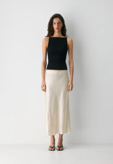 Slip Satin Maxi Skirt - METROPOLIS BEIGE