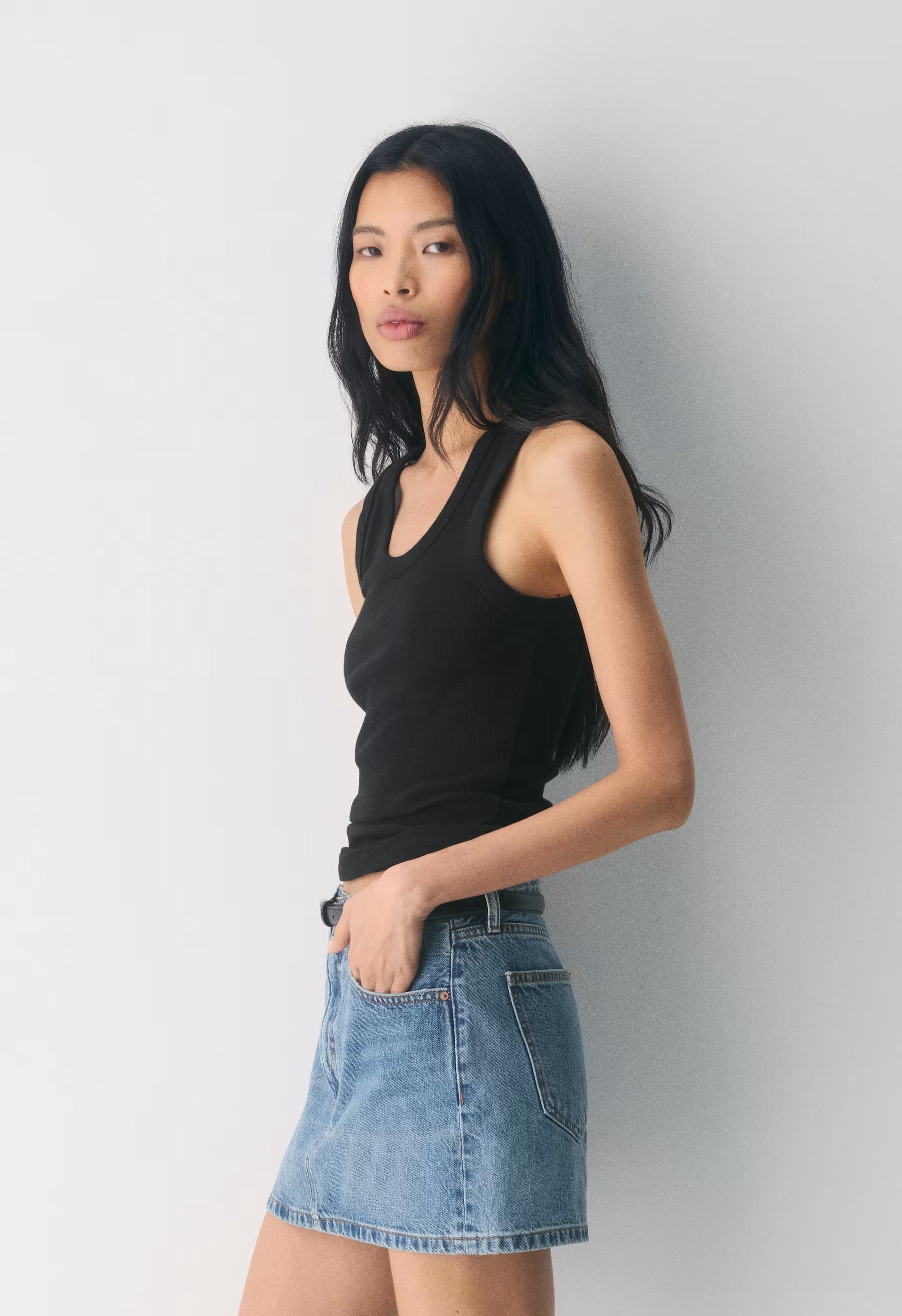Denim Forum The ‘90s Ricci Micro Denim Skirt - 5 YRS KISS N TELL BLEU