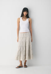 Bouquet Linen Skirt - UNDYED ECRU