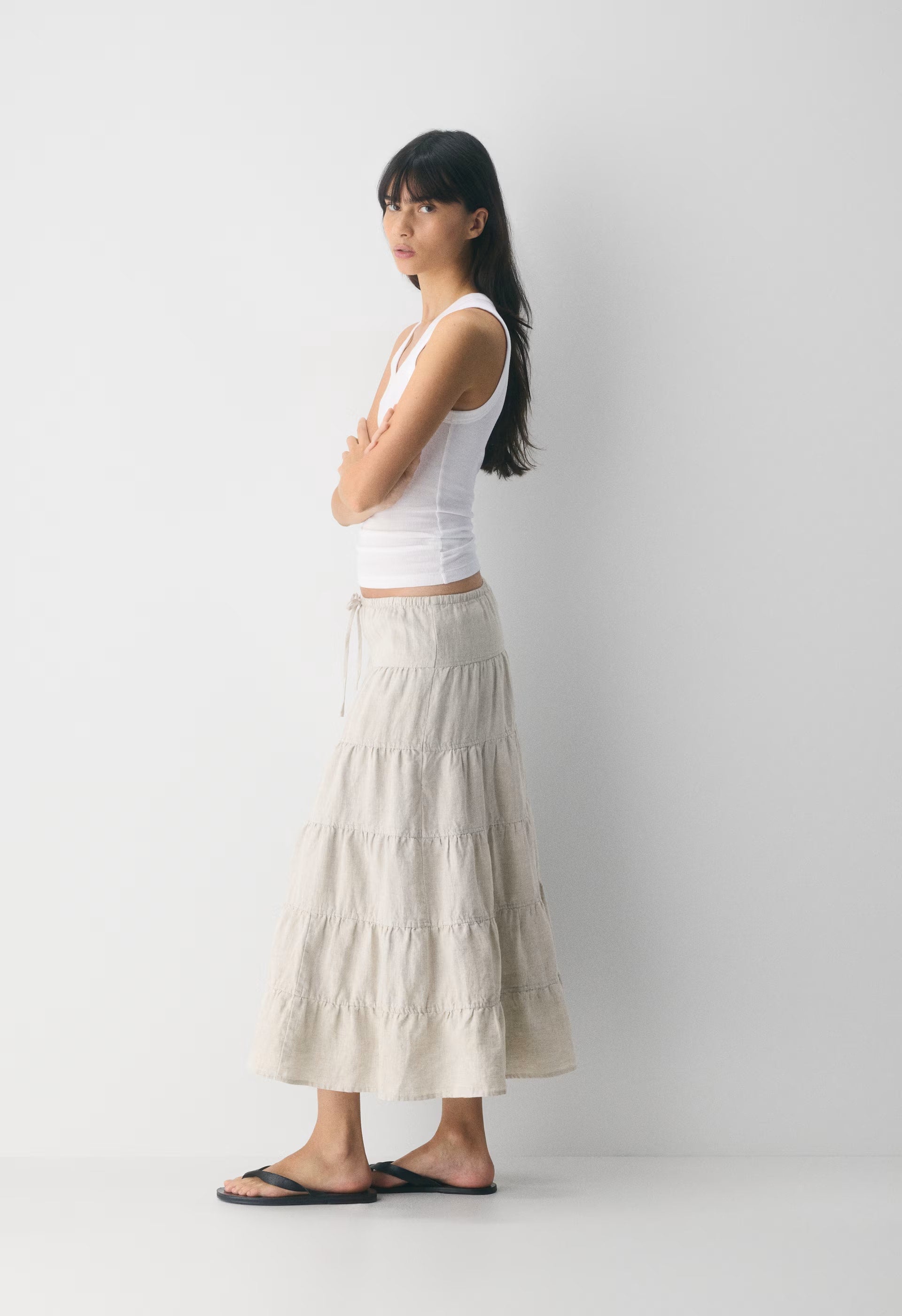 Bouquet Linen Skirt - SRPN CK LT BRH/HBR NVY