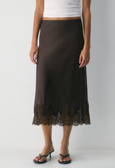 Henrietta Satin Skirt - RC MCH BR/ RCH MCH BRN