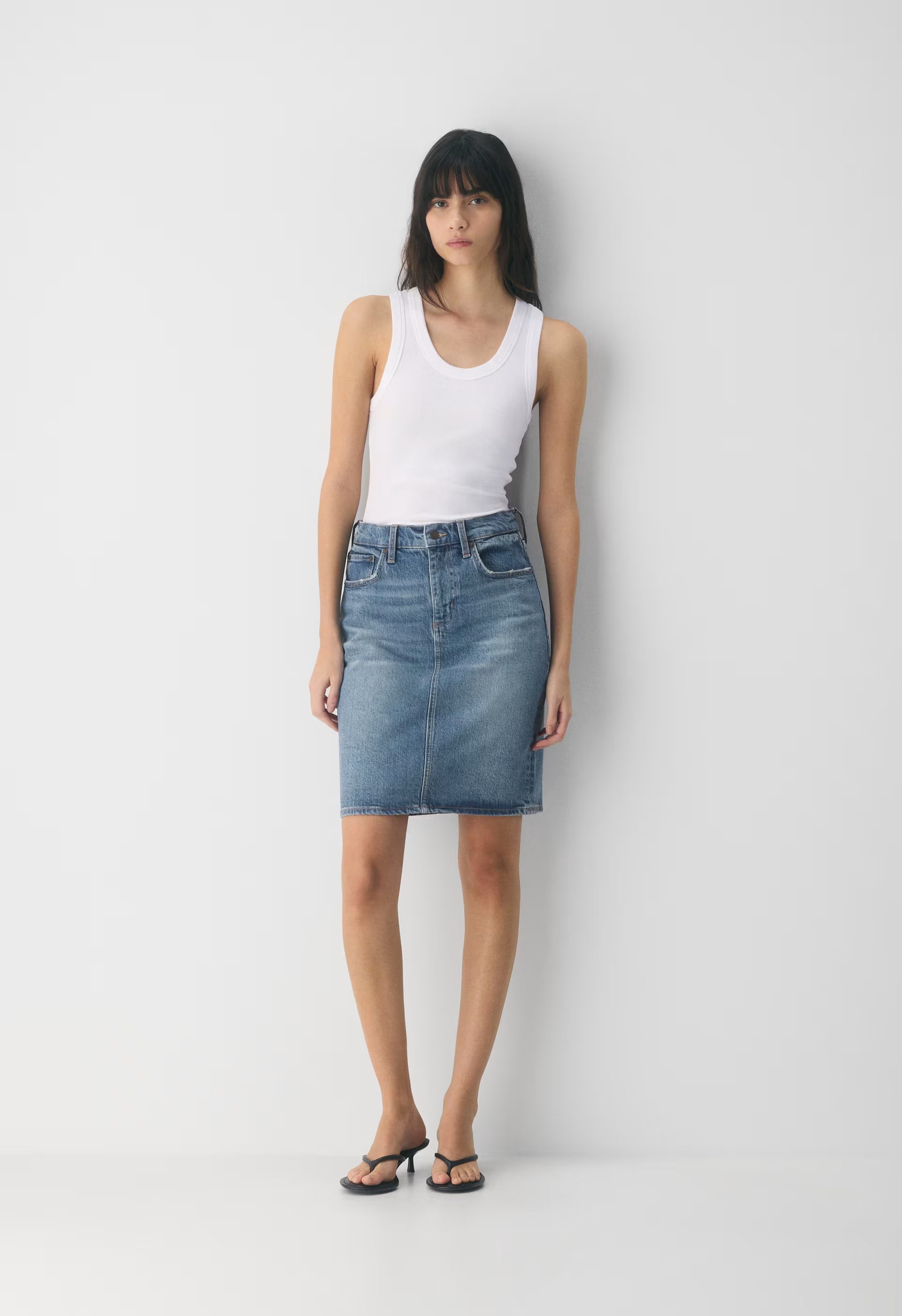 Denim Forum Mena Denim Skirt - VINTAGE MEDIUM BLUE