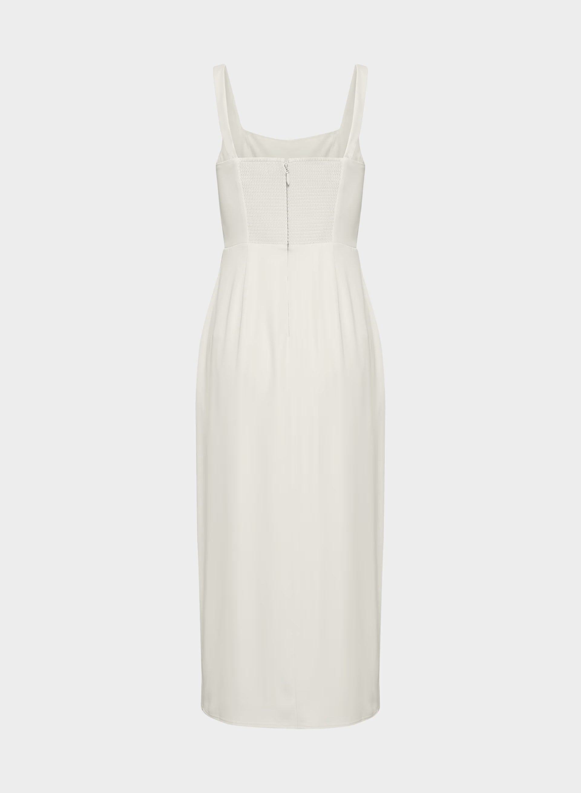 '90s Slit Satin Midi Dress - MATTE PEARL