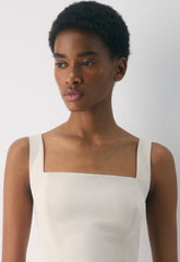 '90s Slit Satin Midi Dress - MATTE PEARL