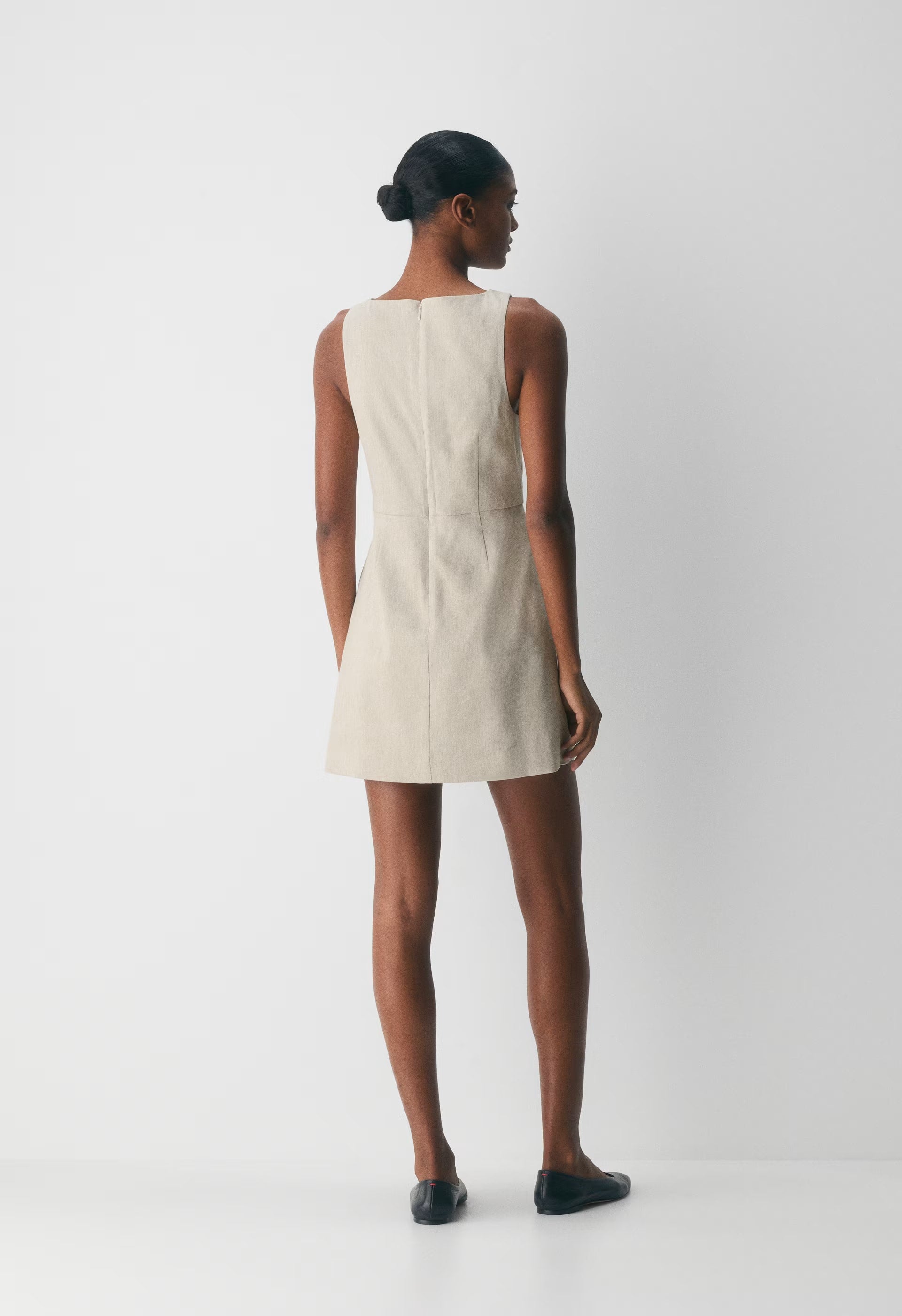Bond Linen Dress - CBT STRP UNDYD ECR/WT