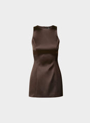 Charleston Satin Dress - RICH MOCHA BROWN