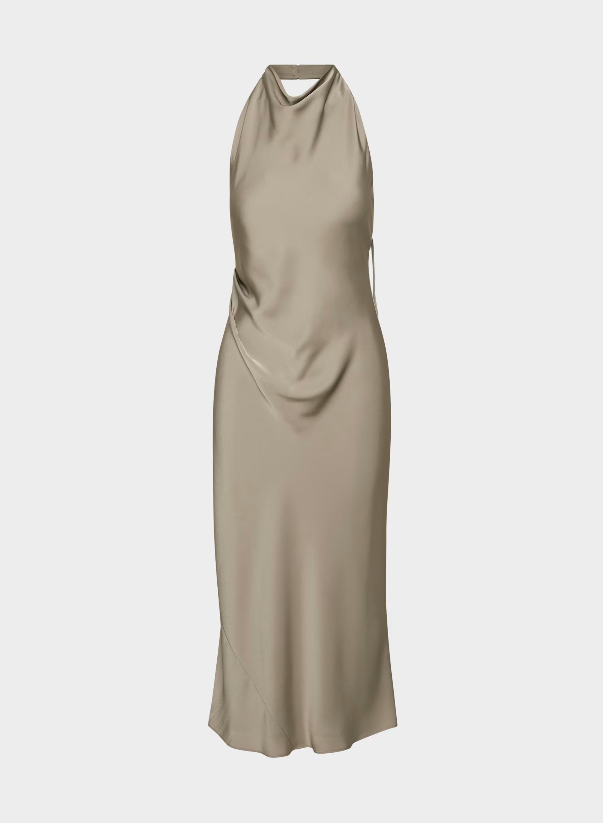 Audience Satin Maxi Halter Dress - NOMAD TAUPE