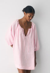 Casita Linen Dress - VILLA PINK