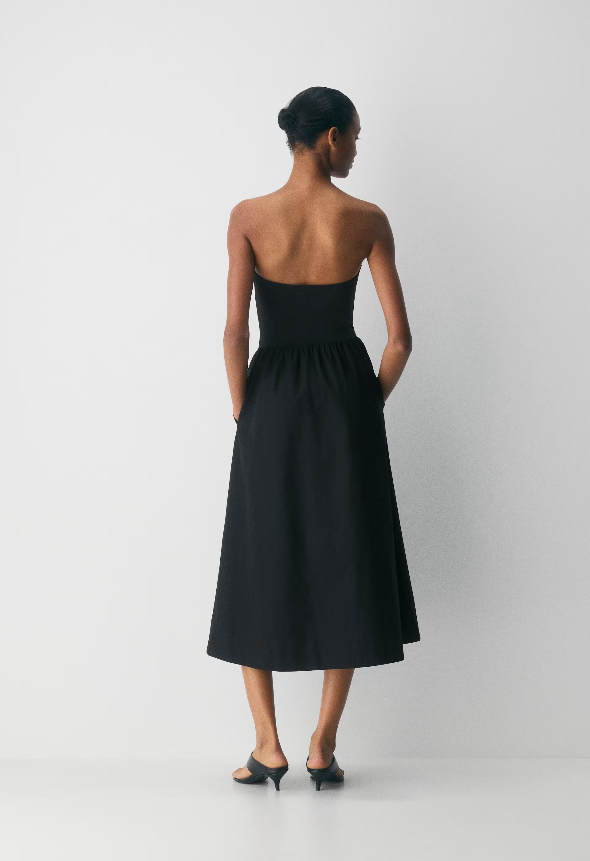 Fluid Poplin Dress - BLACK