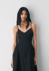 Technique Poplin Cami Dress - BLACK