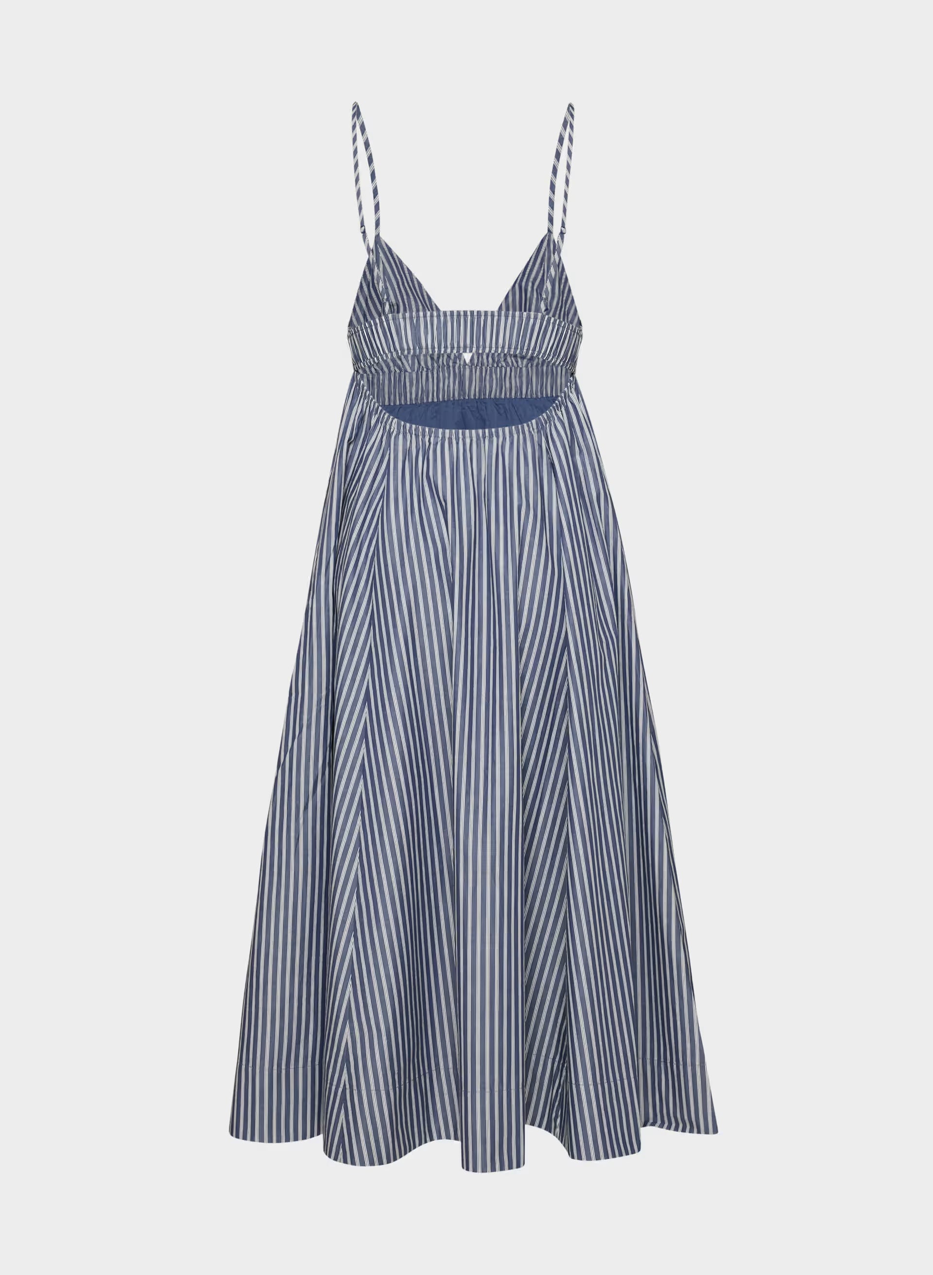 Encourage Poplin Cami Dress - ASTIN STRP B BL/BR WH