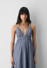 Encourage Poplin Cami Dress - ASTIN STRP B BL/BR WH