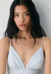 Encourage Poplin Mini Cami Dress - CRMN STRP DEW BL/WHT