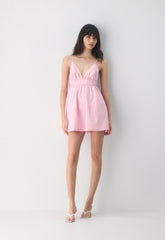 Encourage Poplin Mini Cami Dress - MTCHL STRP JB PK/B WH