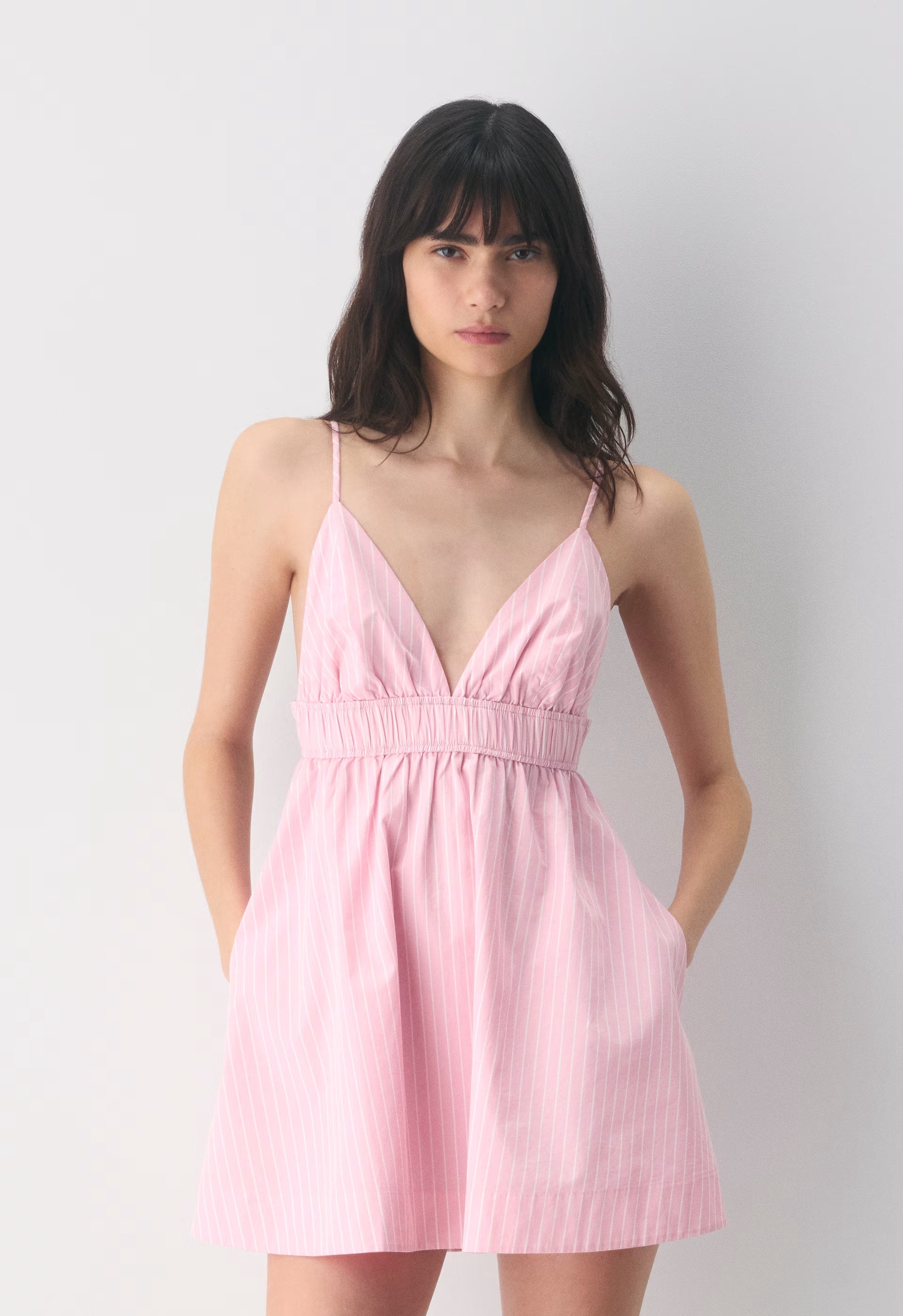 Encourage Poplin Mini Cami Dress - MTCHL STRP JB PK/B WH