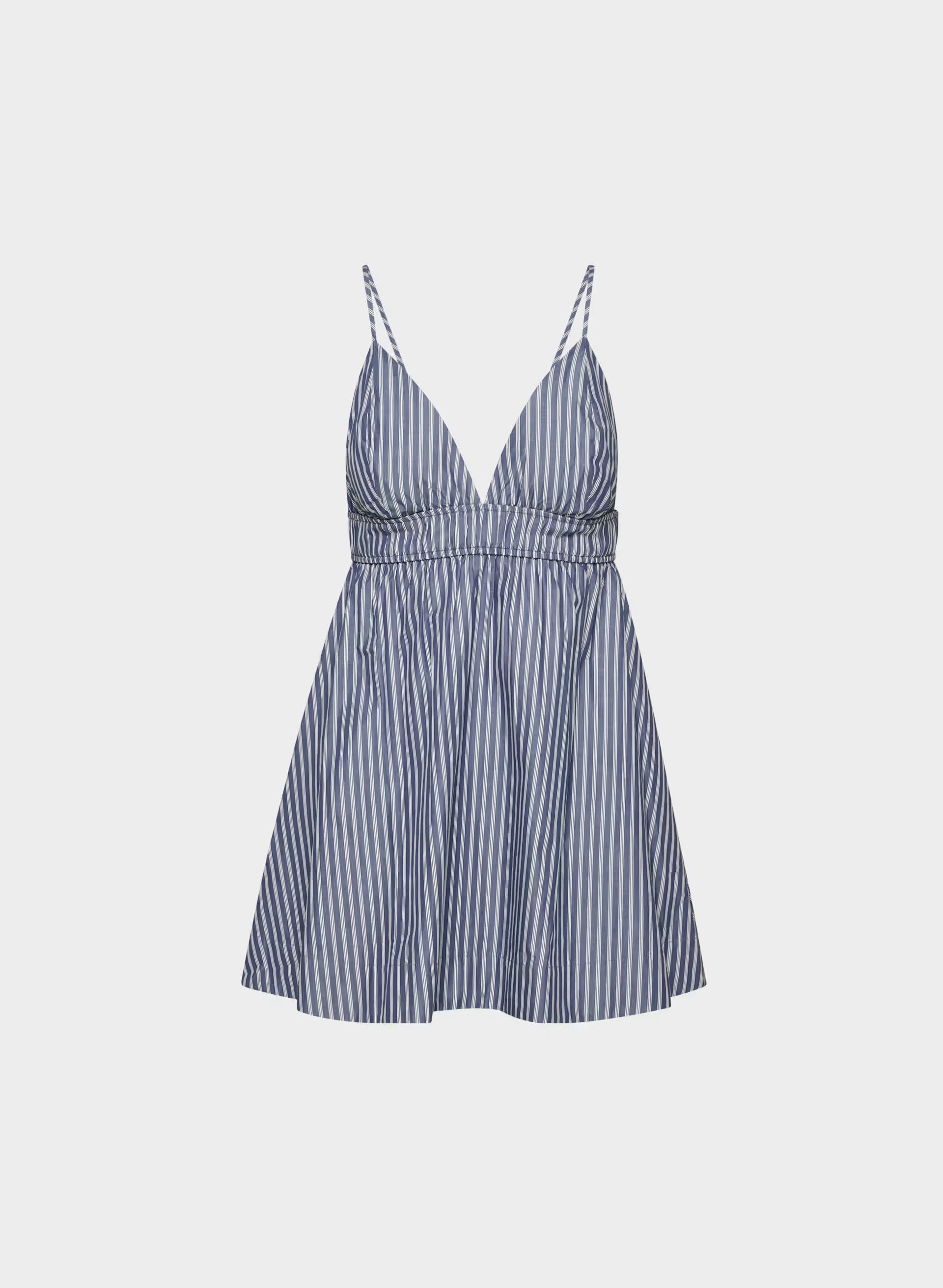 Encourage Poplin Mini Cami Dress - ASTIN STRP B BL/BR WH
