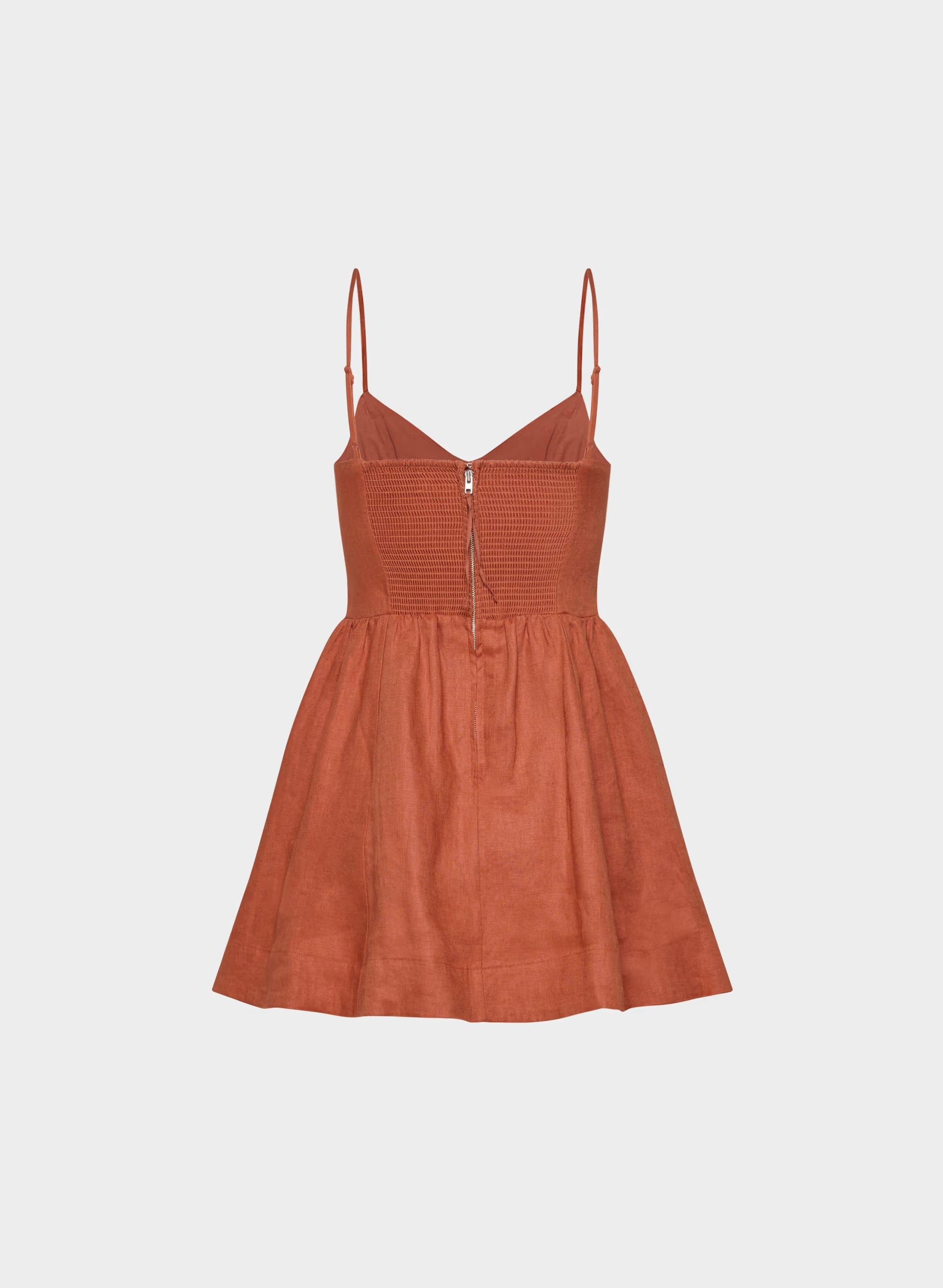 Technique Linen Mini Dress - MARINER TERRACOTTA