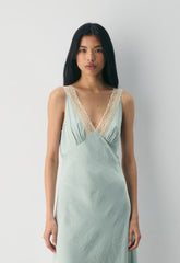 Daisychain Satin Dress - AGV GRN/SPRKNG CHMPGN