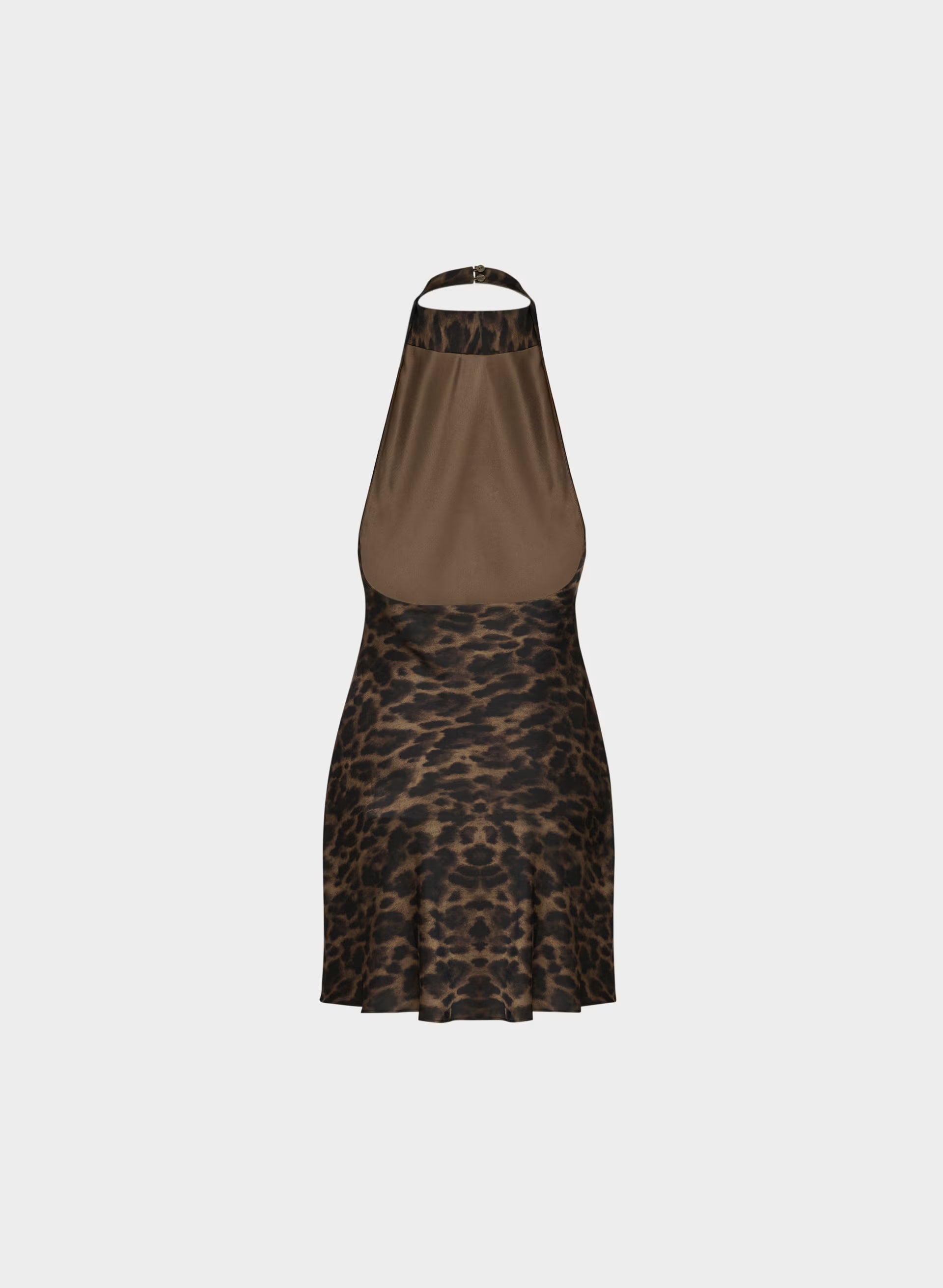 Audience Satin Mini Halter Dress - CELLO BROWN /BLACK