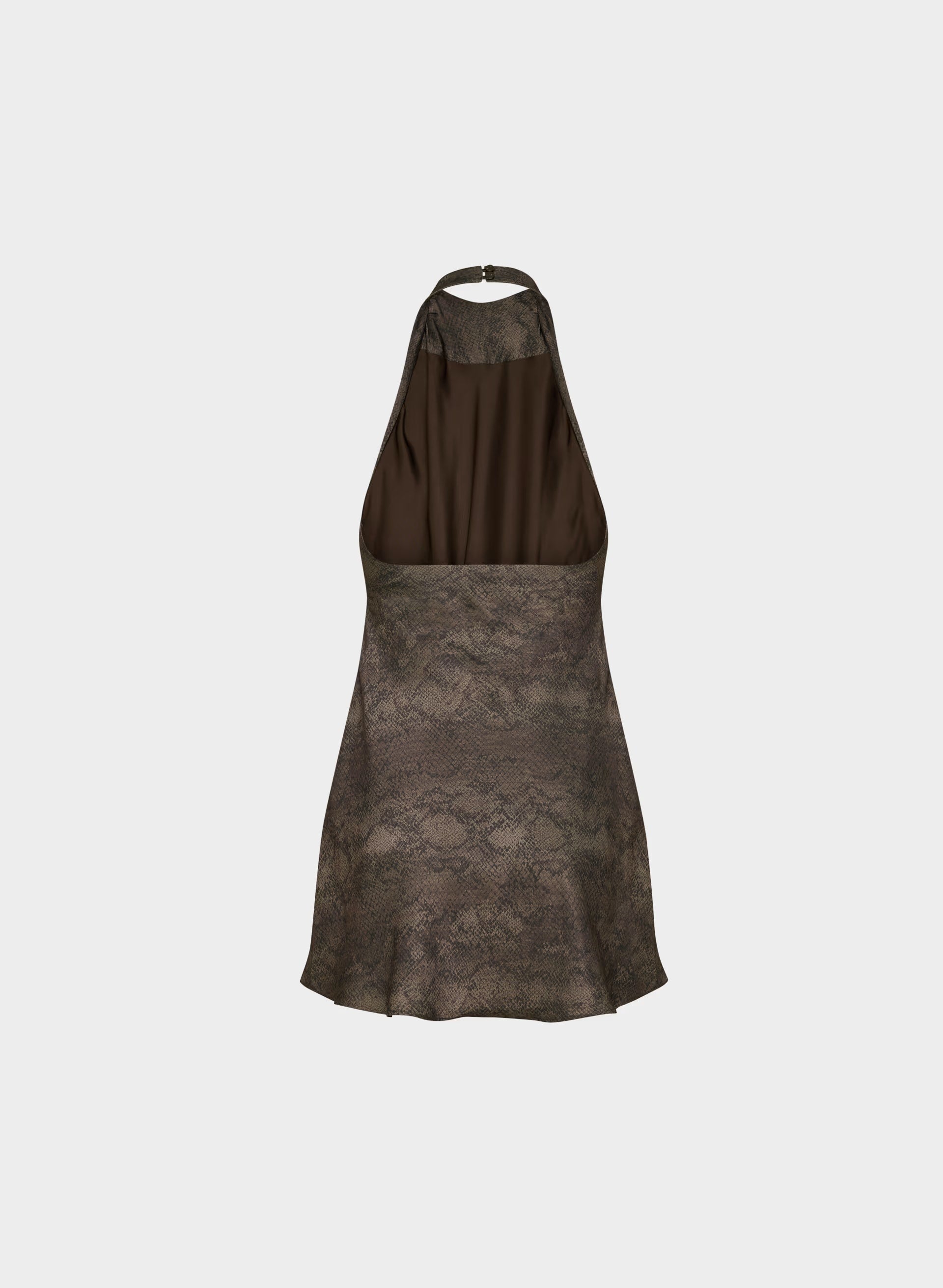 Audience Satin Mini Halter Dress - RICH MOCHA BRN/ TONAL