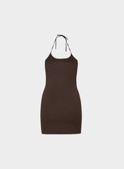 HomeStretch™ Smooth Component Halter Dress - RICH MOCHA BROWN