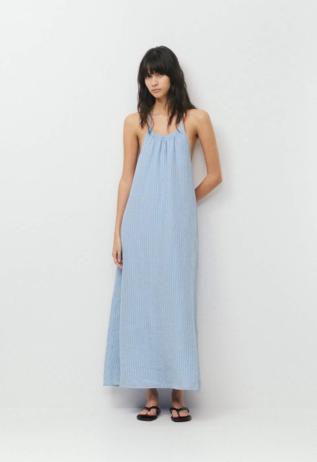 Sunpost Linen Halter Dress - MITCHELL ST CNFWR B/W